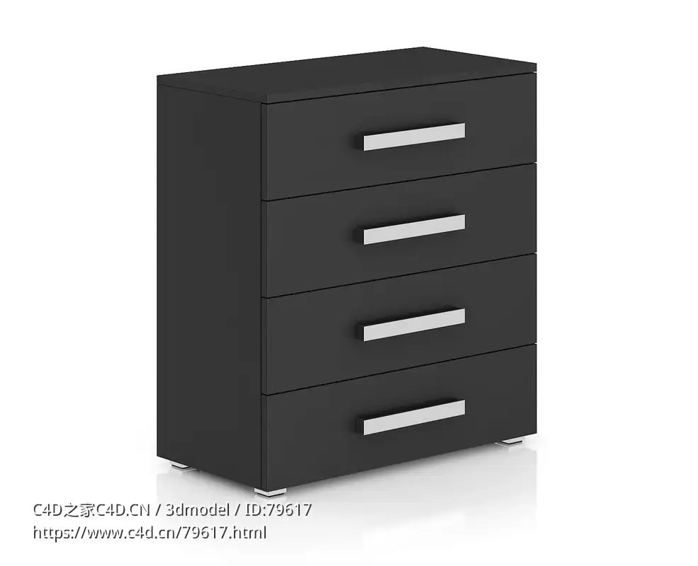 四层边柜C4D模型下载bedside cupboard