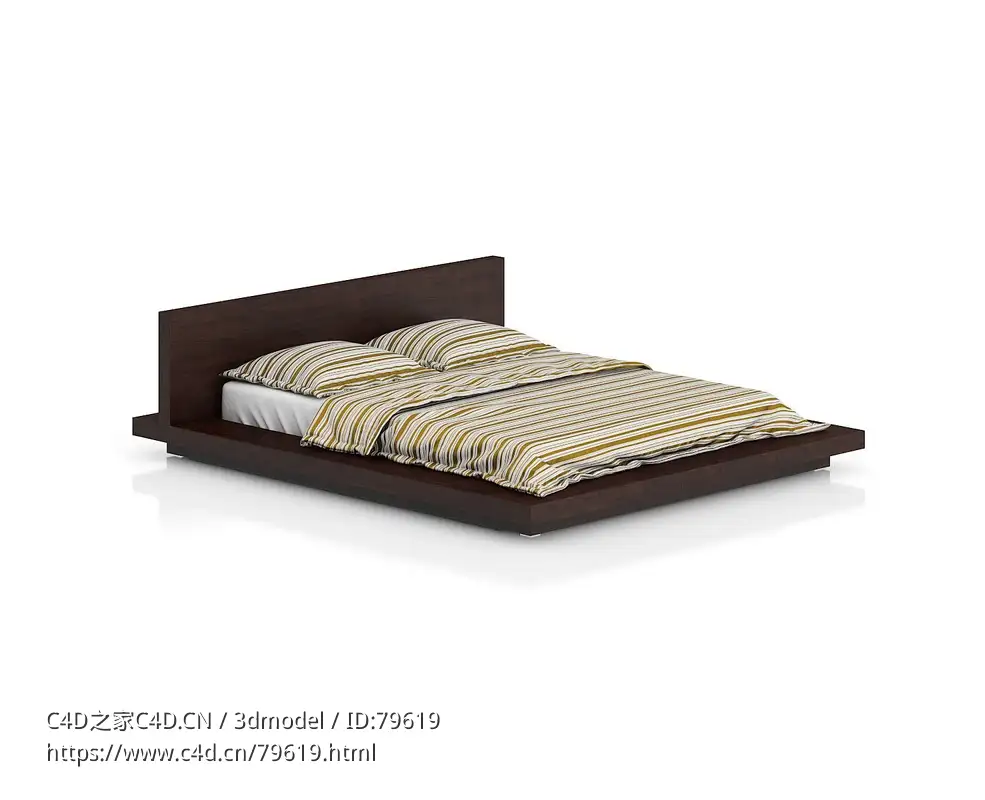 矮双人床C4D模型下载Double bed