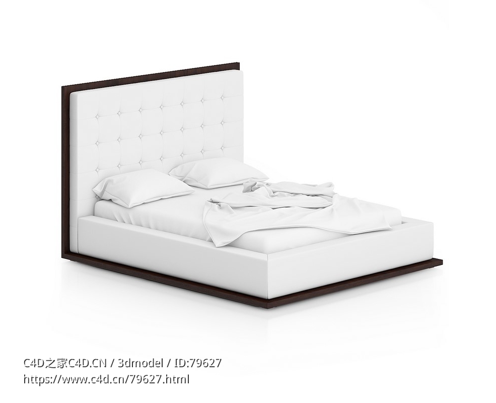 白色双人床C4D模型下载Double bed