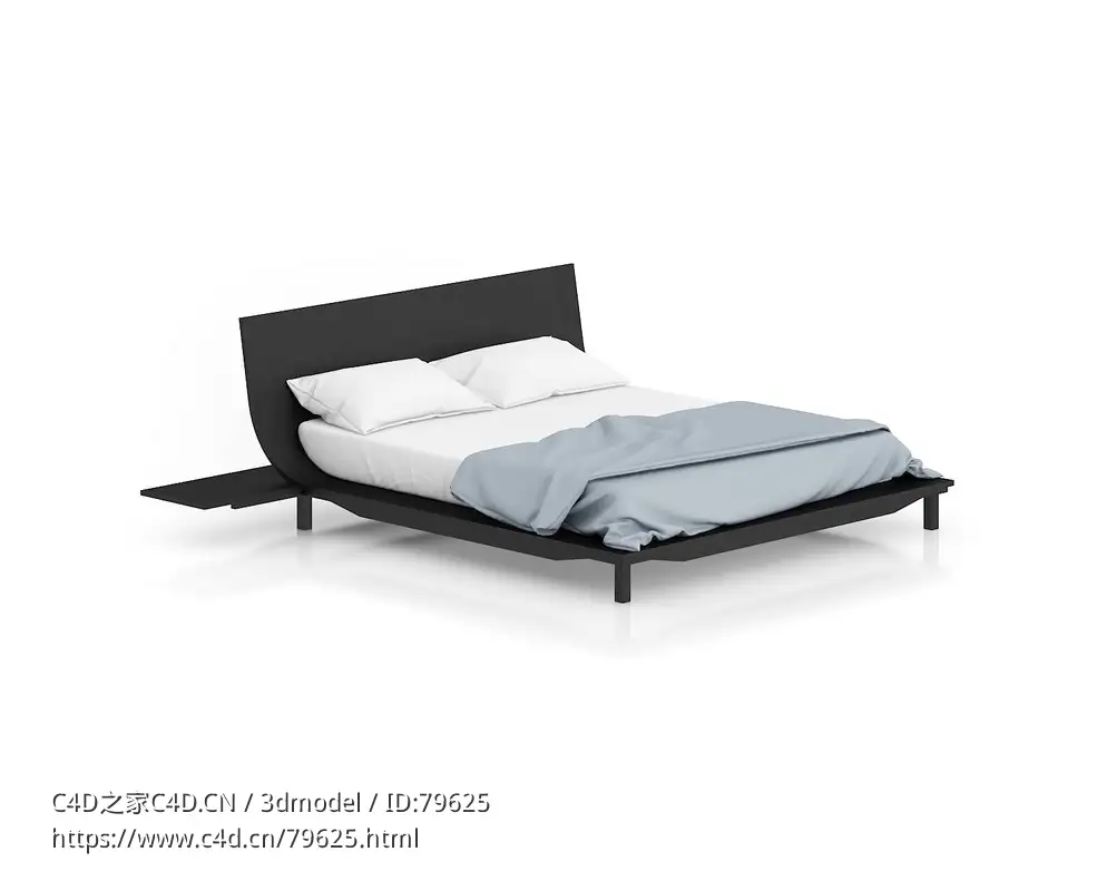双人床C4D模型下载Double bed