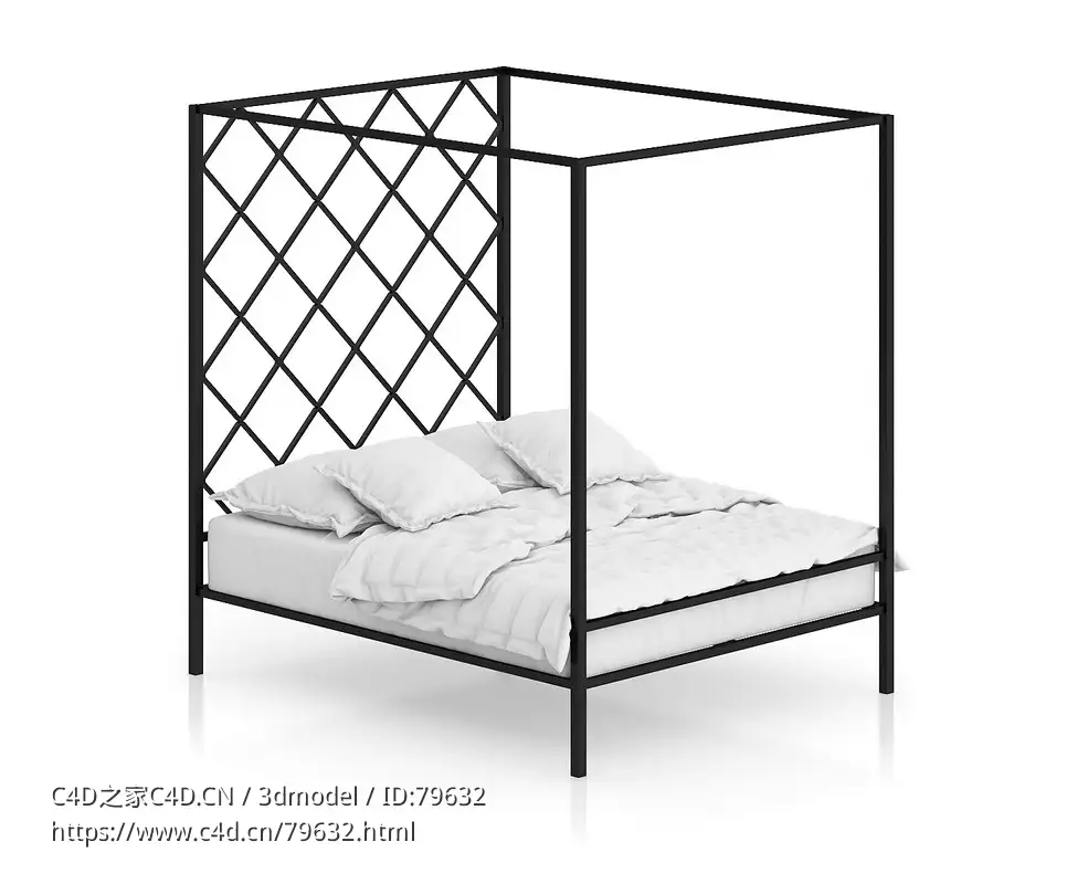 高床架双人床C4D模型下载Double bed - C4D之家 - 37.jpg