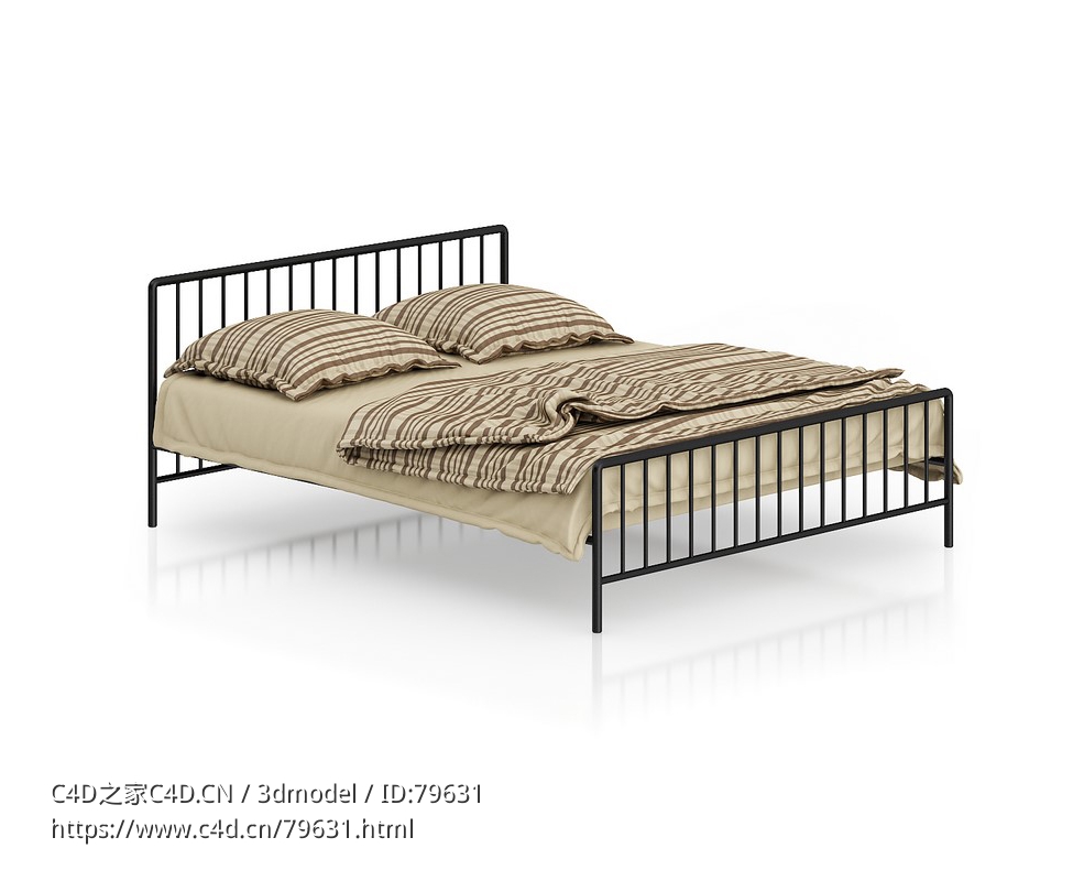 铁艺双人床C4D模型下载Double bed