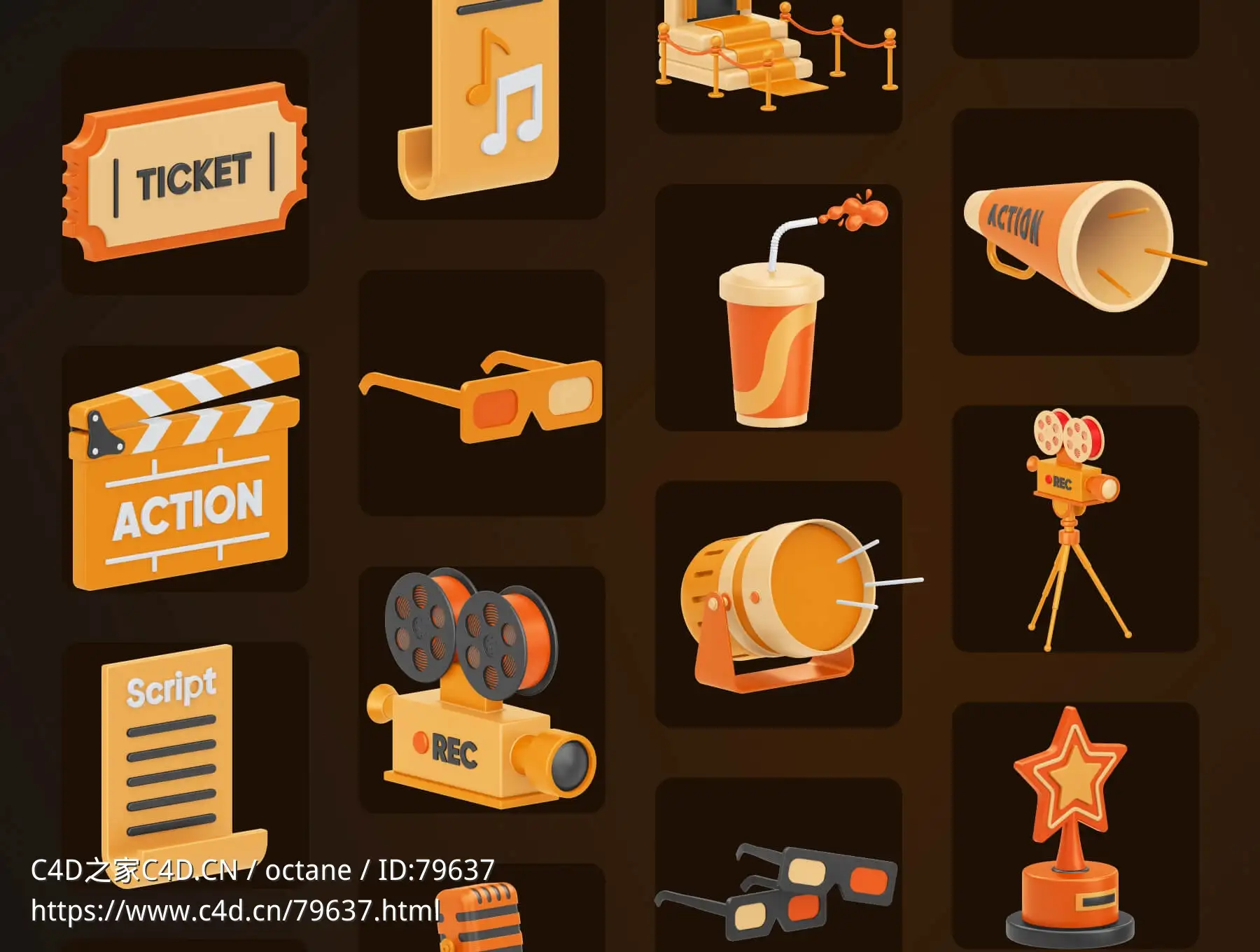 20个影视电影3D卡通图标模型素材MOVIE 3D Icon - C4D之家 - 1651032523-b5b2c95ee2cdd16.jpg