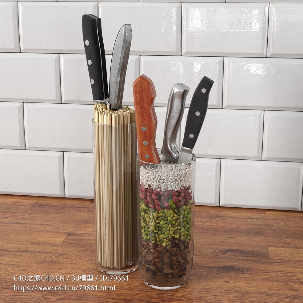 C4D插刀具的瓶子模型