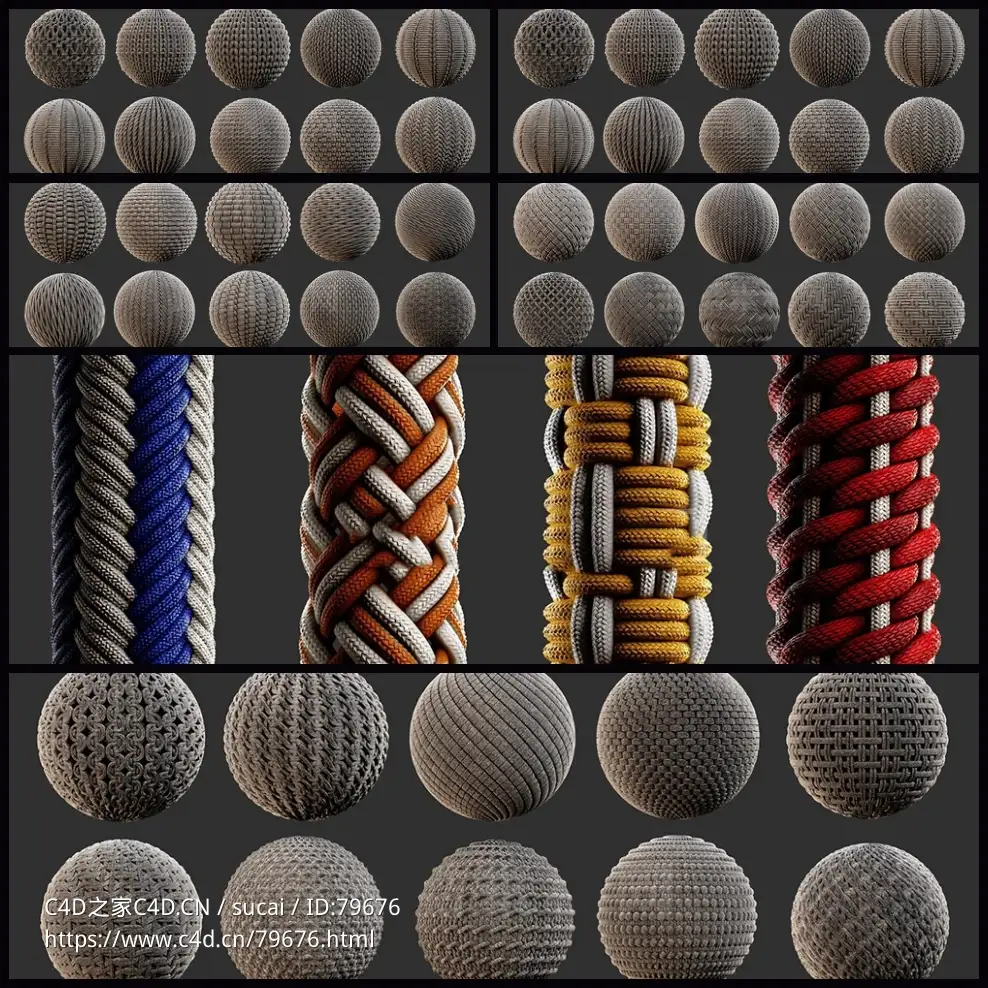 40个布料编织绳子毛线麻袋贴图素材40 Tileable Knot Pattern
