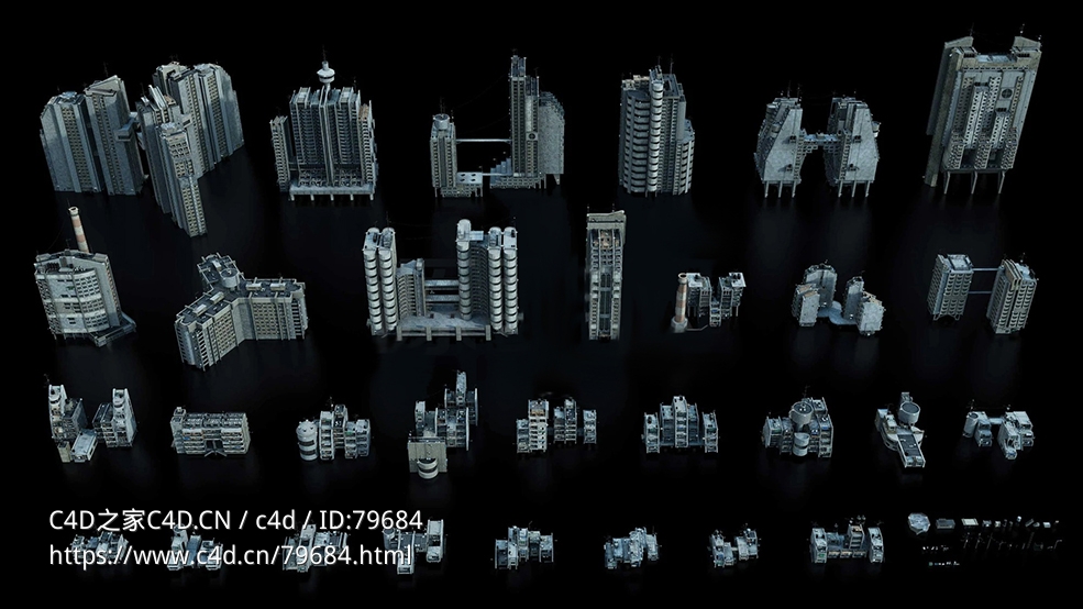 苏联城市建筑高楼大厦房屋C4D模型合集Kitbash3D - Soviet Blocks