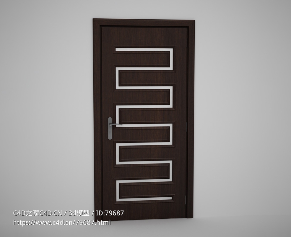 弓形玻璃线装饰实木门C4D模型下载 Door model - C4D之家 - 54.jpg