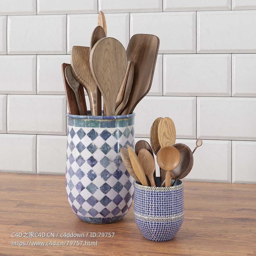 C4D餐具筒木铲勺子森头餐具模型 - C4D之家 - 11.jpg
