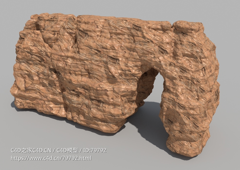 荒漠戈壁滩风化的石头洞模型Stone - C4D之家 - Stone.jpg