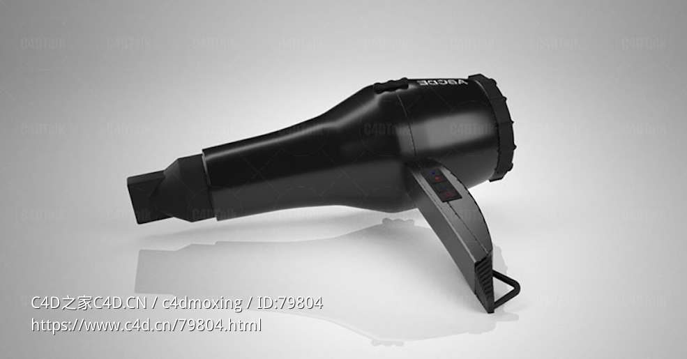理发工具黑色吹风机模型hair drier