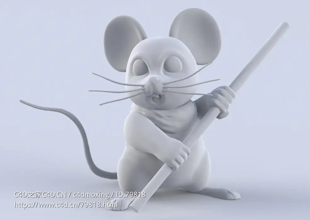 拿棍子的老鼠卡通模型mouse