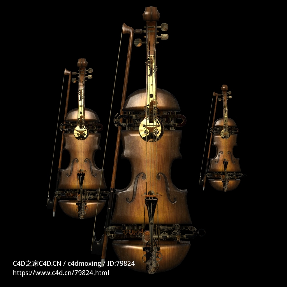 小提琴模型金属蒸汽朋克复古小提琴Steampunk Violin