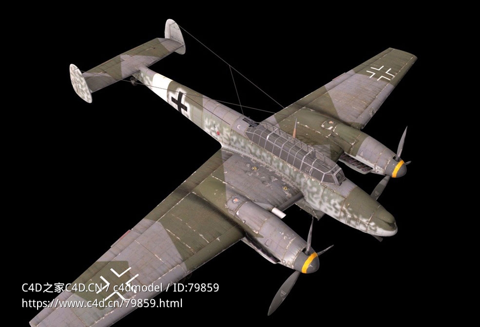 德国破坏者重型战斗机Bf 110 G 2 - C4D之家 - 18.jpg