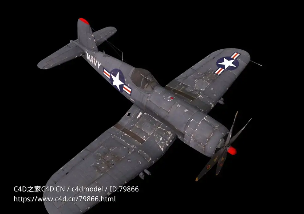 美国海军陆战队F4U海盗”战斗机黑羊战斗机F4U 4B Corsair of VMF 214 - C4D之家 - 25.jpg