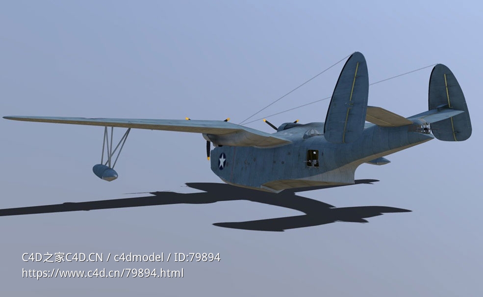 二战水手天空之眼水上巡逻轰炸机PBM 3 Mariner - C4D之家 - 53.jpg