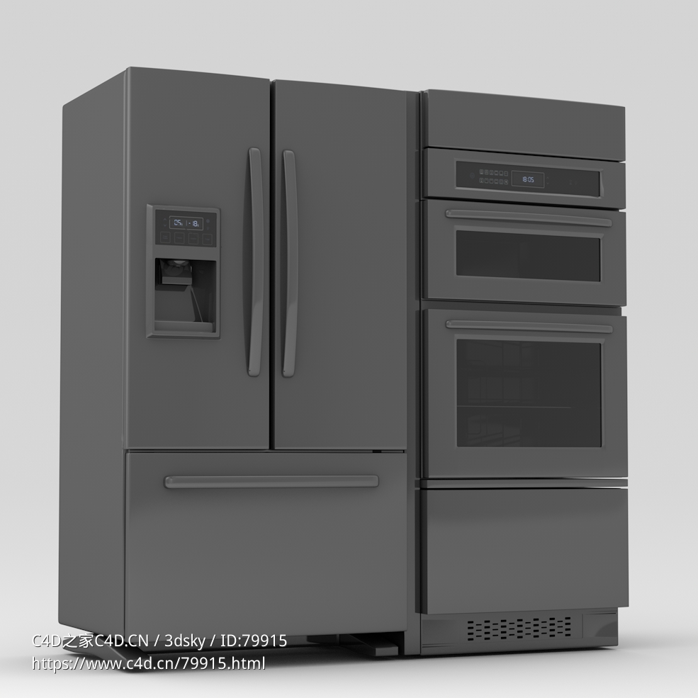 大型冰箱烤箱一体设备 - C4D之家 - 001.png
