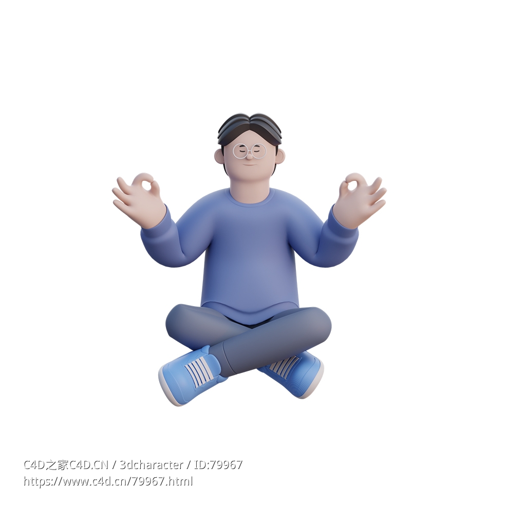 打坐的卡通男性 - C4D之家 - 4.jpg