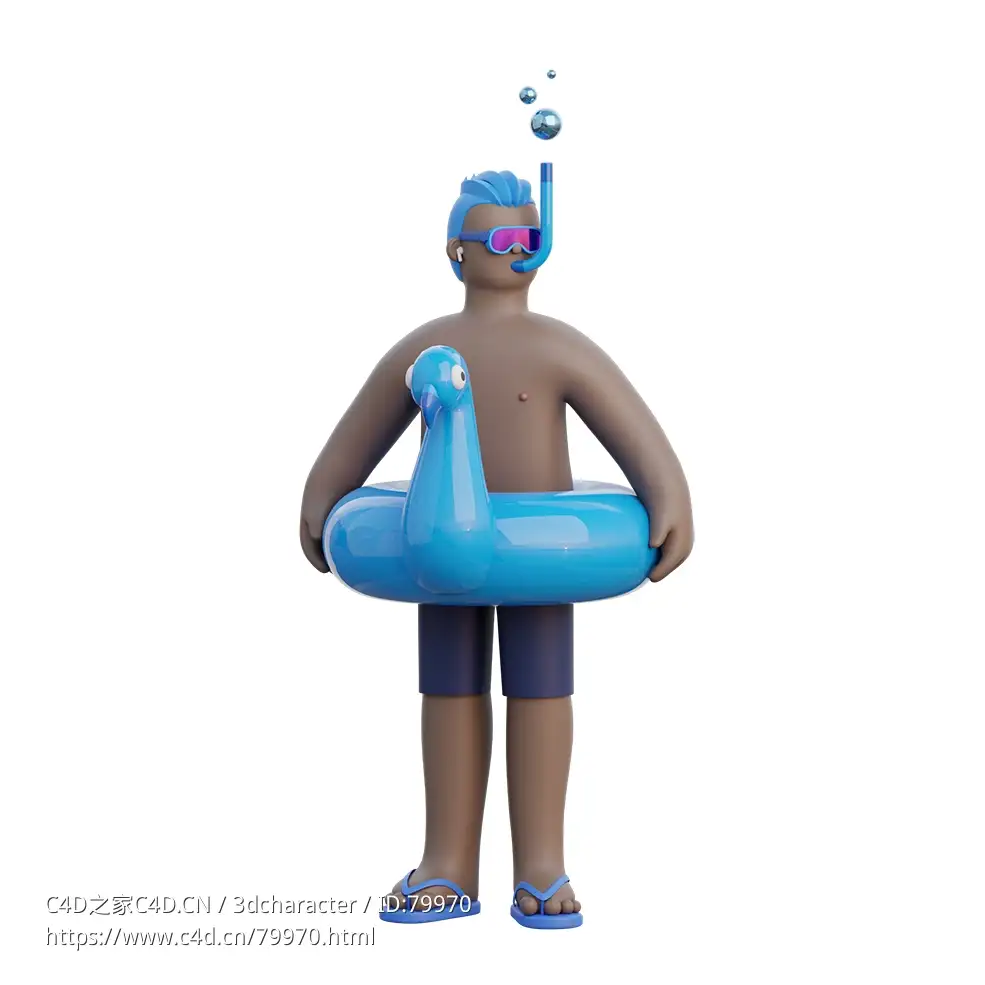 佩戴救生圈的卡通男性 - C4D之家 - 7.jpg
