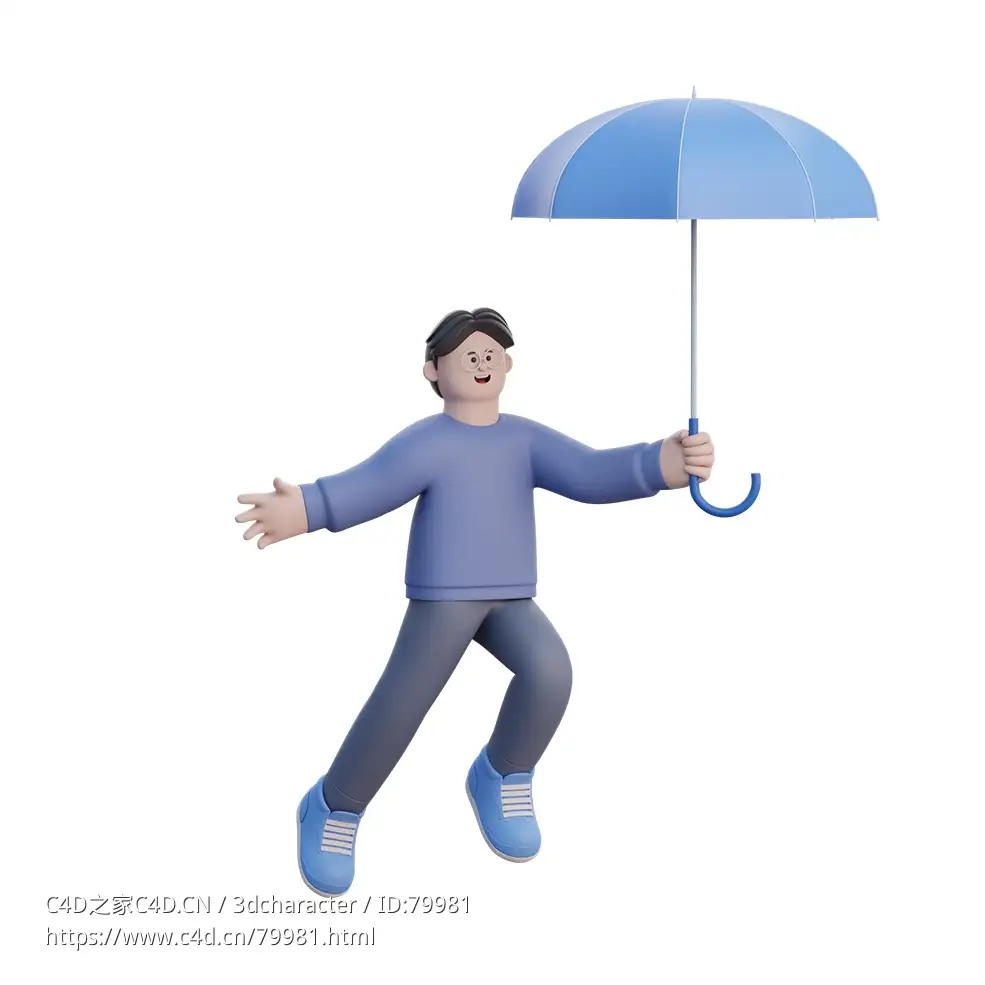 手拿雨伞的卡通男生 - C4D之家 - 18.jpg