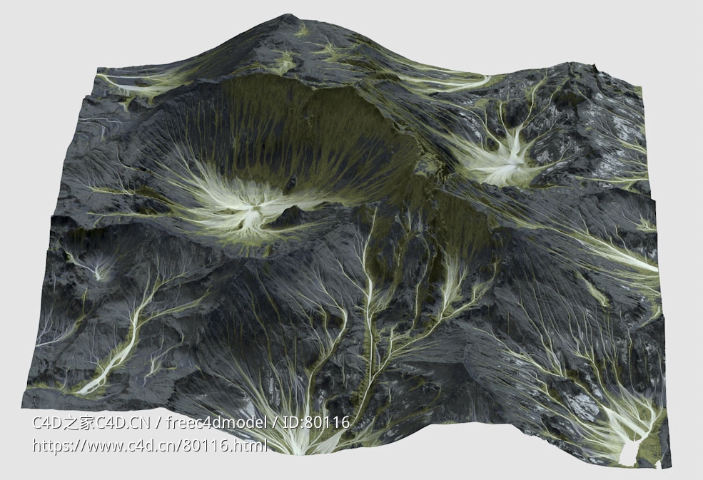 黑色山丘沟壑地形Bladehill Terrain - C4D之家 - 1.jpg