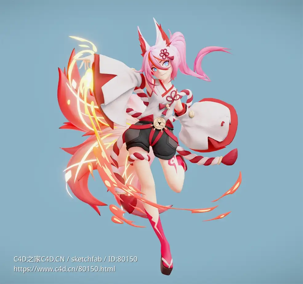 挥舞的火花动漫女郎higokumaru-honkai-impact-3rd