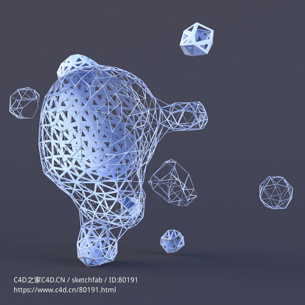 镂空网格造型c4d模型下载