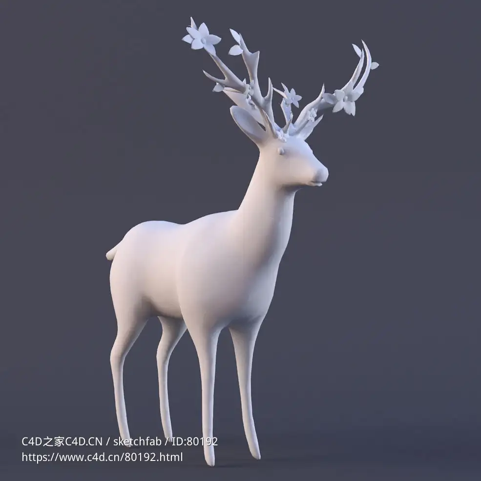 鹿角开花c4d模型下载