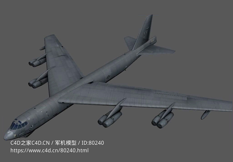 美军“同温层堡垒”战略轰炸机B-52H Stratofortress highpoly - C4D之家 - 19.jpg