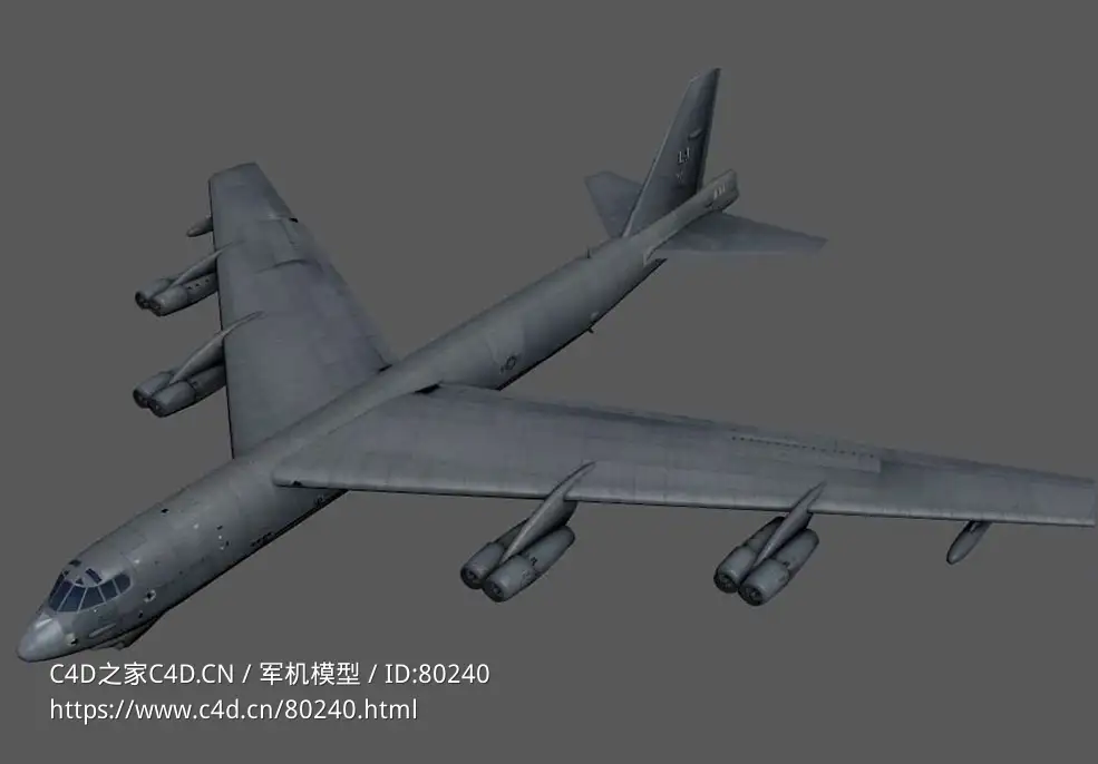 美军“同温层堡垒”战略轰炸机B-52H Stratofortress highpoly - C4D之家 - 19.jpg