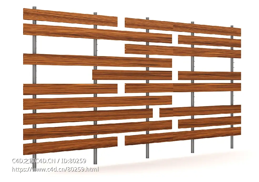 错位装饰木板围栏C4D模型 FENCES 3D MODEL - C4D之家 - 04.jpg