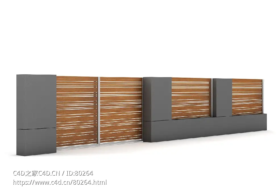 木条围栏水泥围墙C4D模型 FENCES 3D MODEL - C4D之家 - 09.jpg