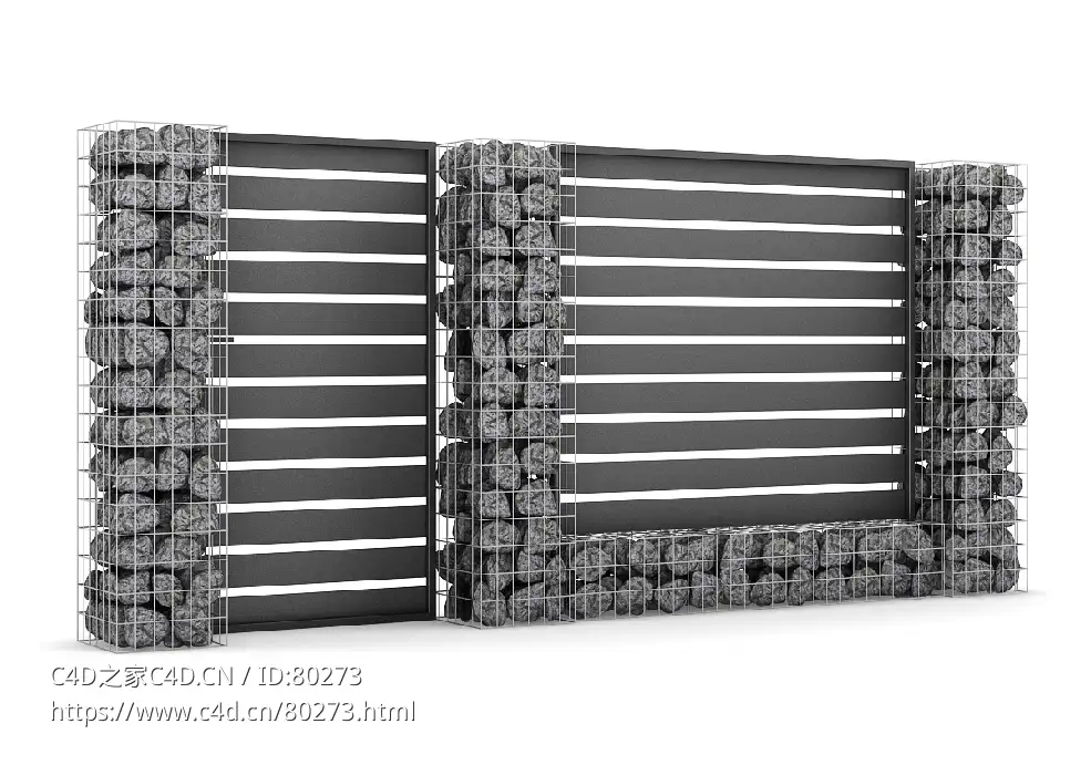 铁丝筐石头围挡C4D模型 FENCES 3D MODEL - C4D之家 - 18.jpg
