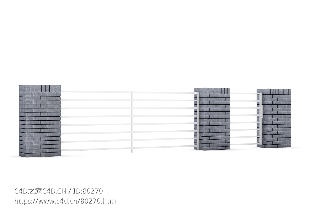 砖墙围栏C4D模型 FENCES 3D MODEL - C4D之家 - 15.jpg