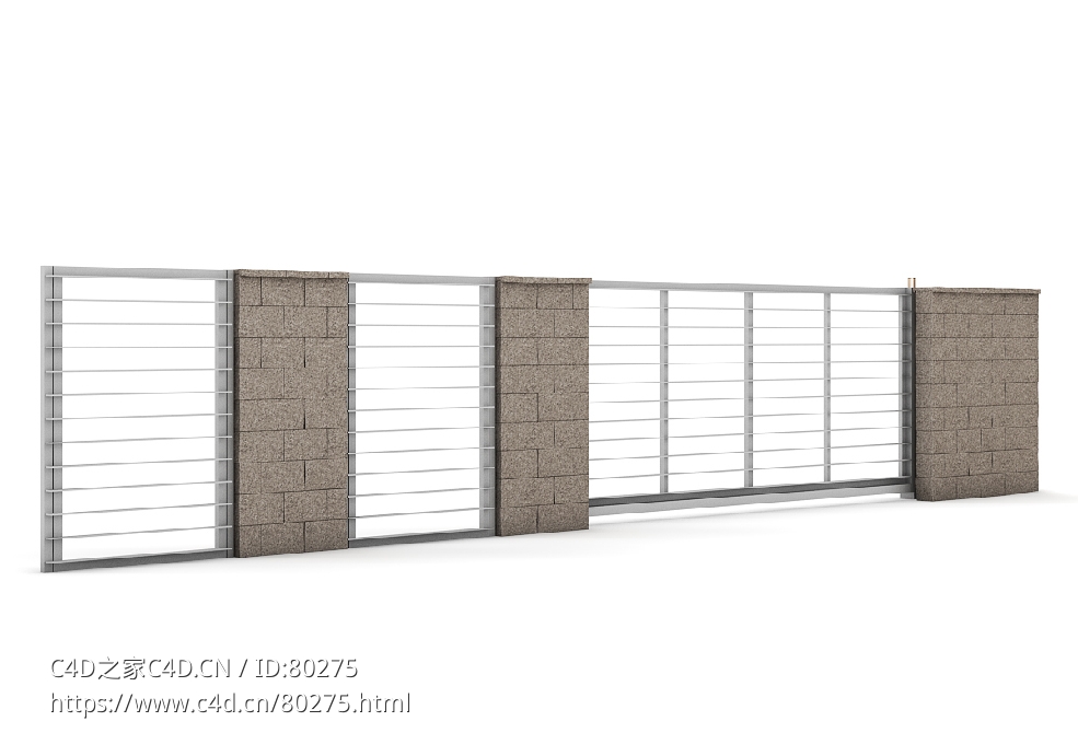 围墙院墙C4D模型 FENCES 3D MODEL