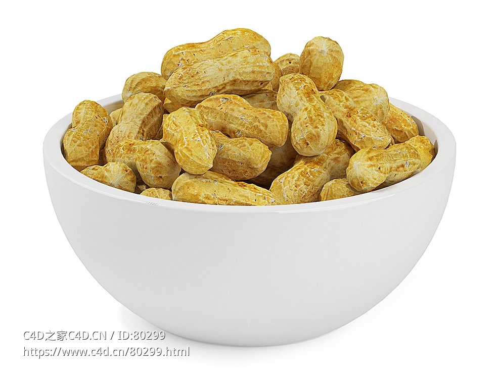一碗干果花生C4D模型下载