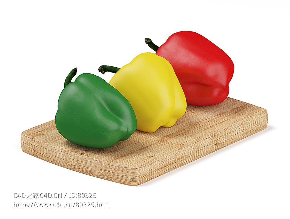五彩辣椒菜椒蔬菜C4D模型下载