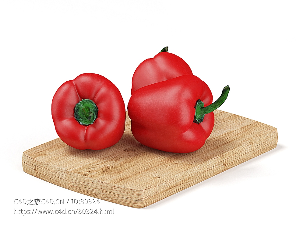 红色菜椒蔬菜C4D模型下载