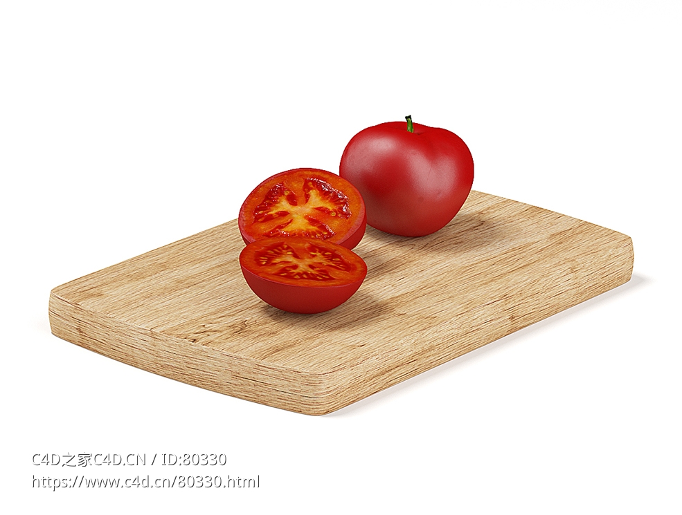 切开的半块西红杮蔬菜C4D模型下载