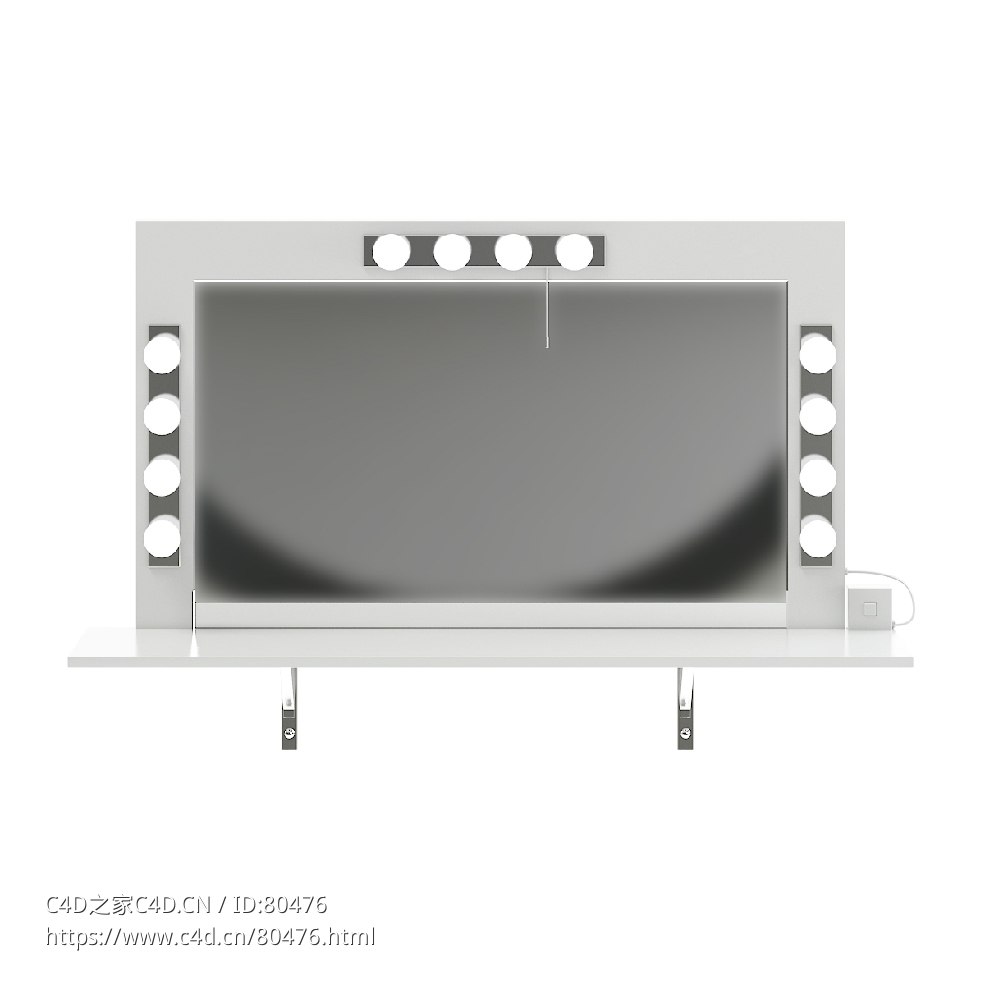 C4D带灯沙龙镜子Salon Mirror with Lights 3D Model - C4D之家 - 18.jpg