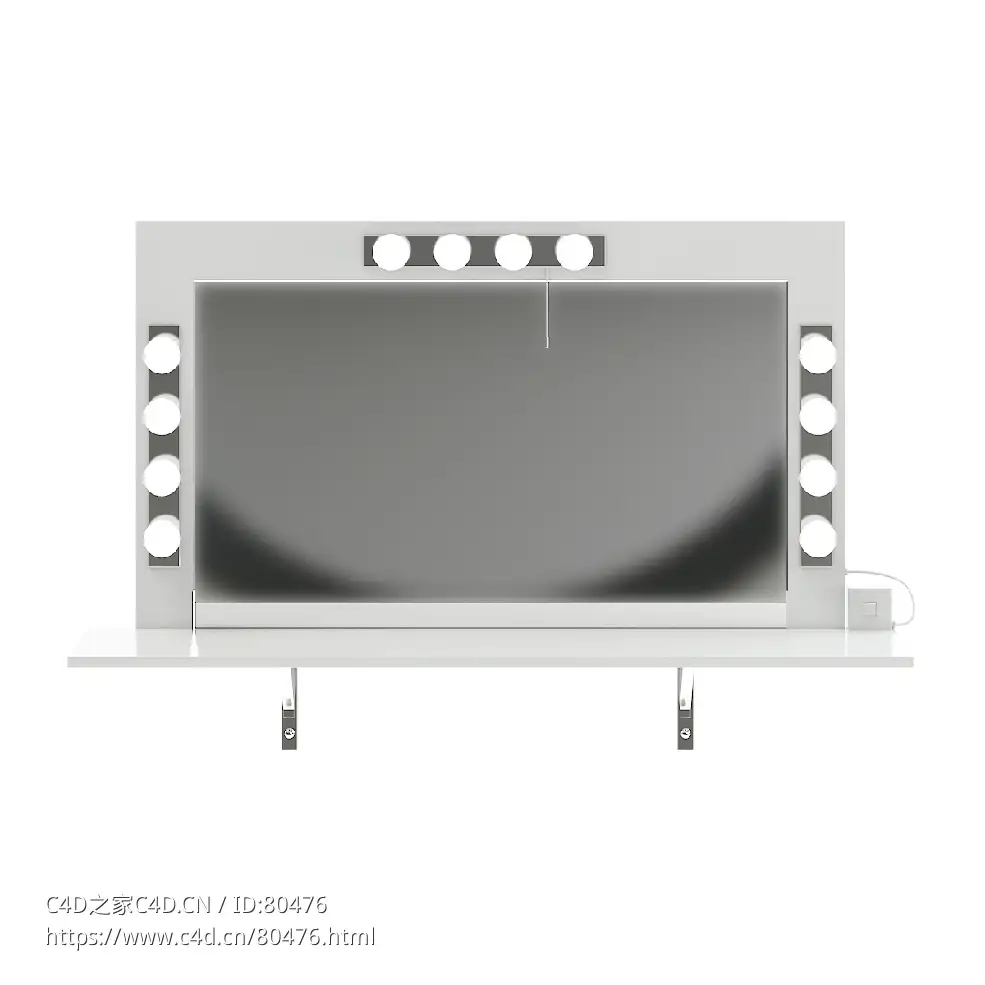 C4D带灯沙龙镜子Salon Mirror with Lights 3D Model