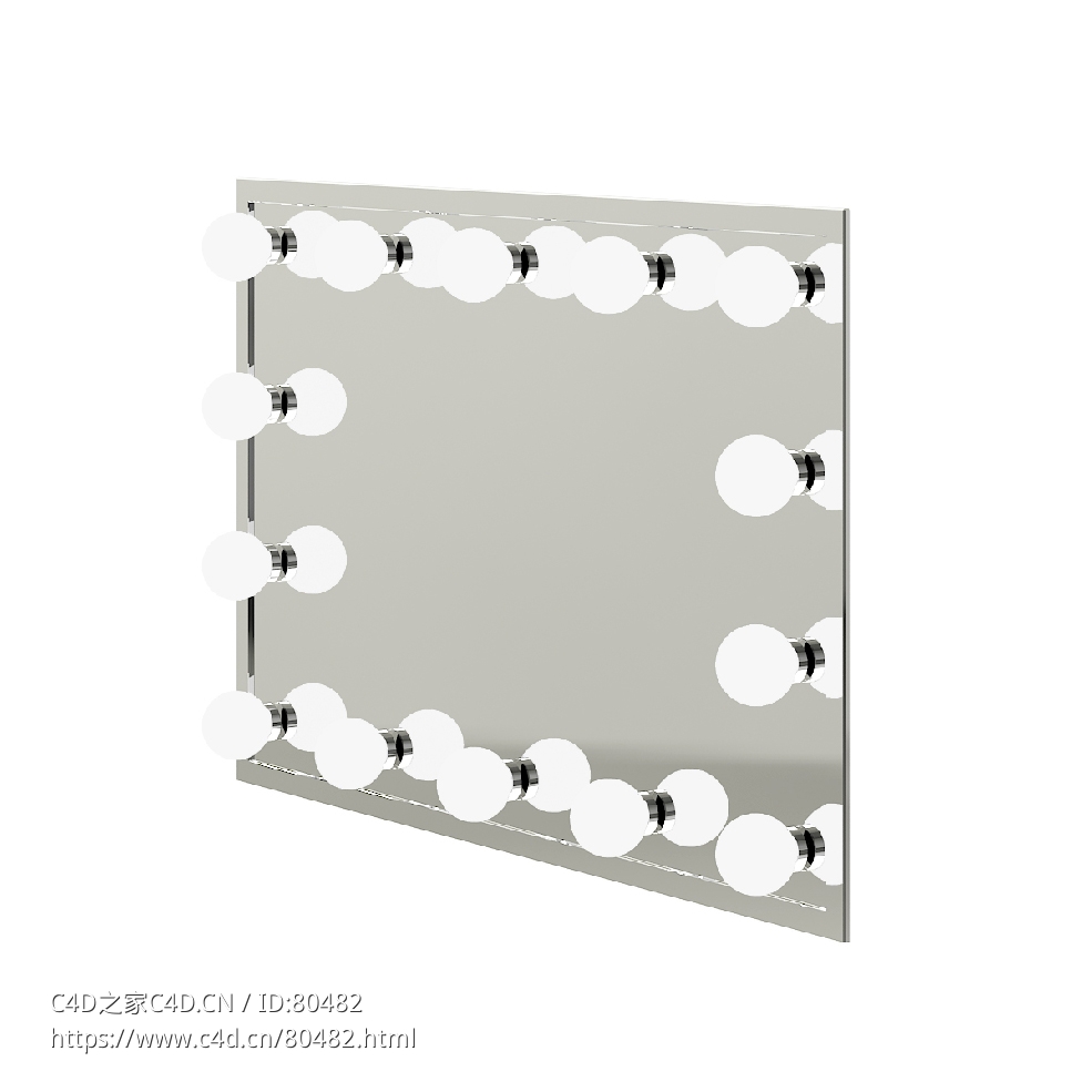 C4D带灯沙龙镜子Salon Mirror with Lights 3D Model