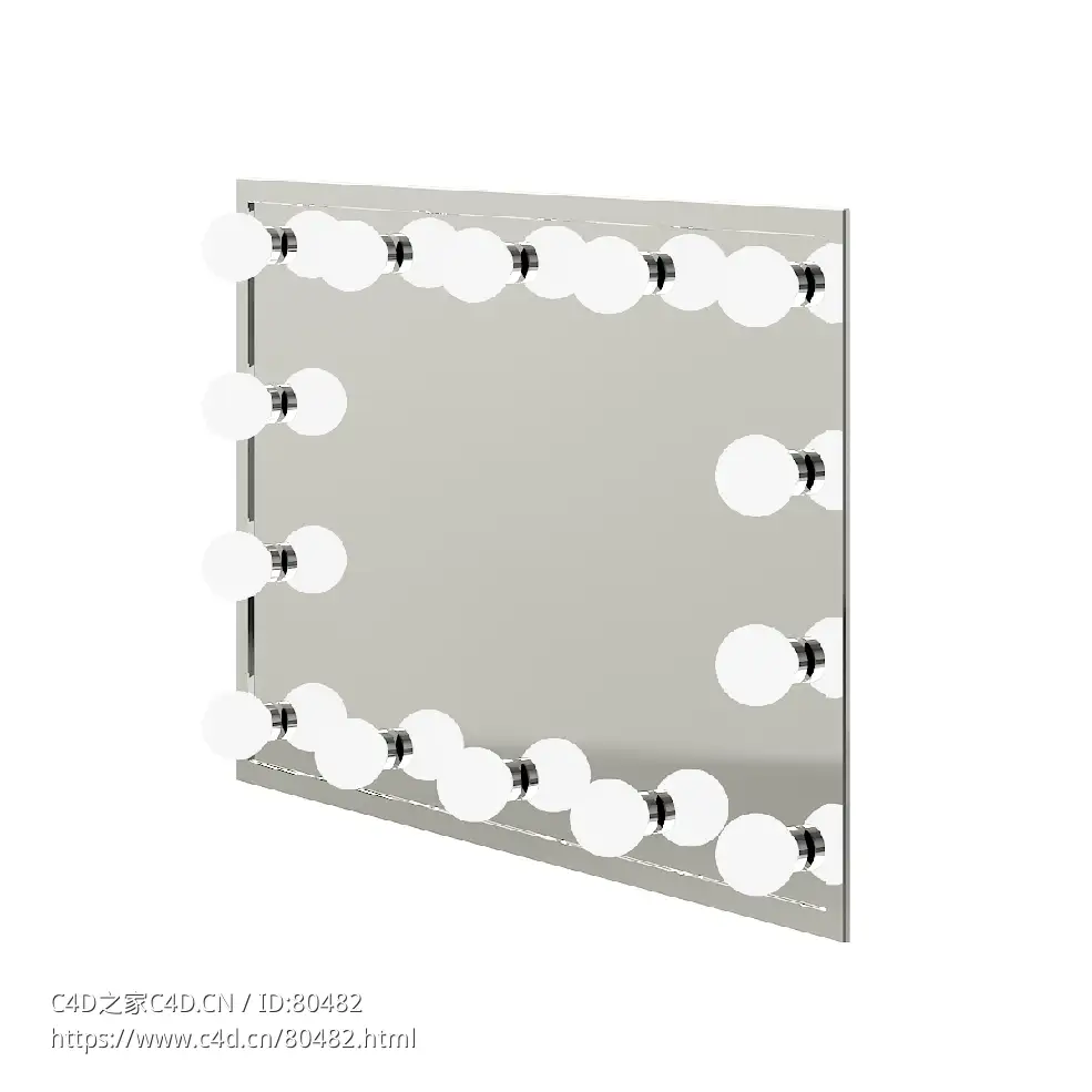 C4D带灯沙龙镜子Salon Mirror with Lights 3D Model