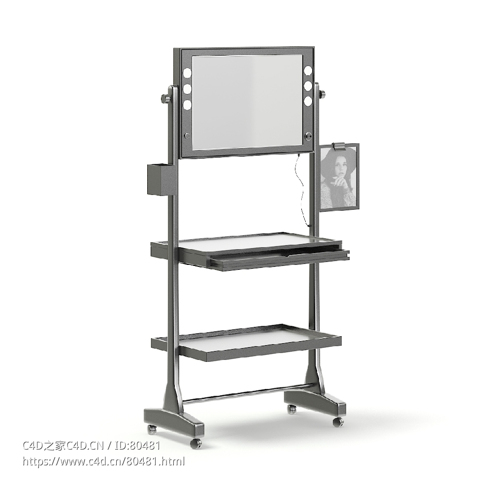 C4D补妆镜架子Makeup Station 3D Model