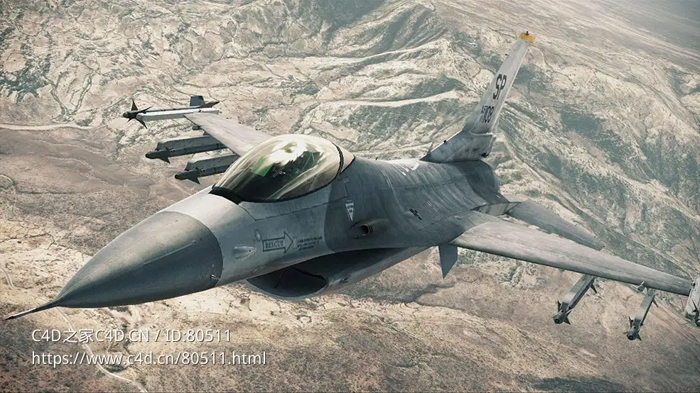 美军F-16C喷气式多用途战斗机F-16C Fighting Falcon - C4D之家 - 48.jpg