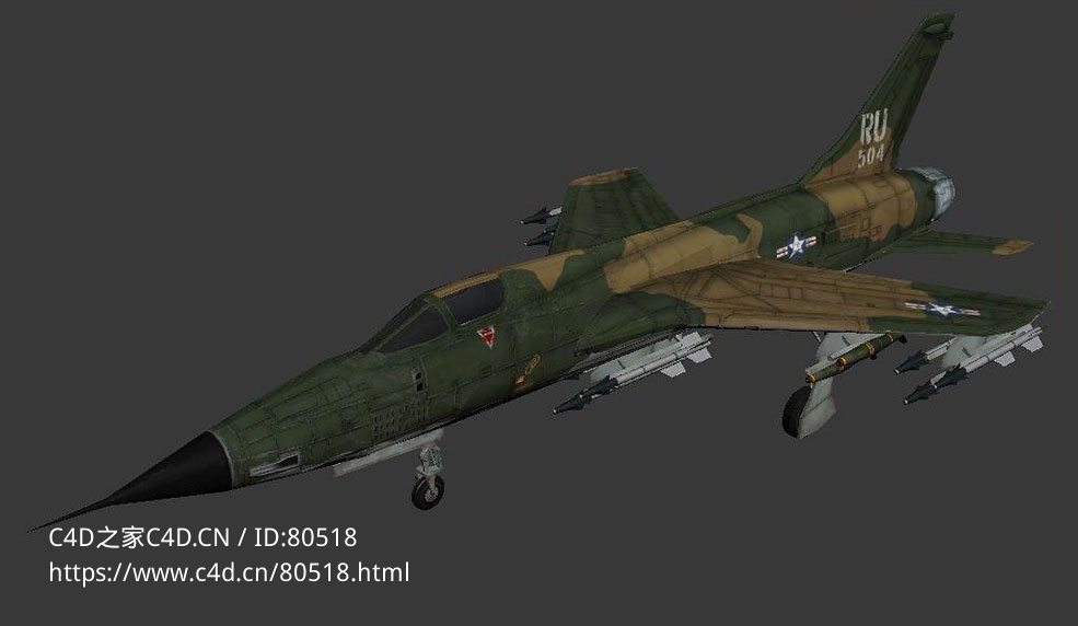 美国空军F-105雷公超音速攻击机F-105 Thunderchief - C4D之家 - 55.jpg