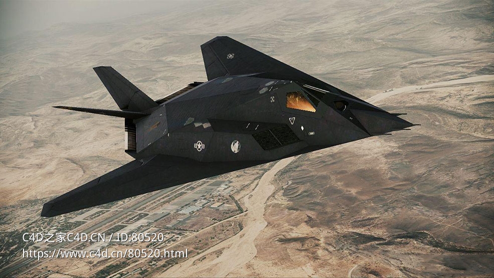 美军F-117夜鹰隐身攻击机F-117 nighthawk - C4D之家 - 57.jpg