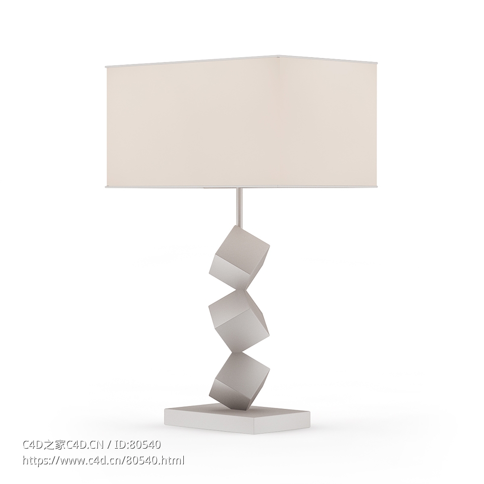 长方形灯罩卧室台灯c4d模型下载 - C4D之家 - 07.jpg