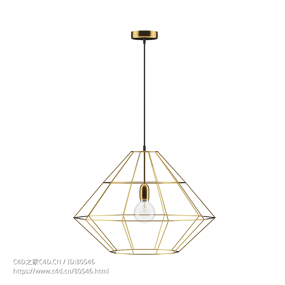 书房铁网吊灯c4d模型下载