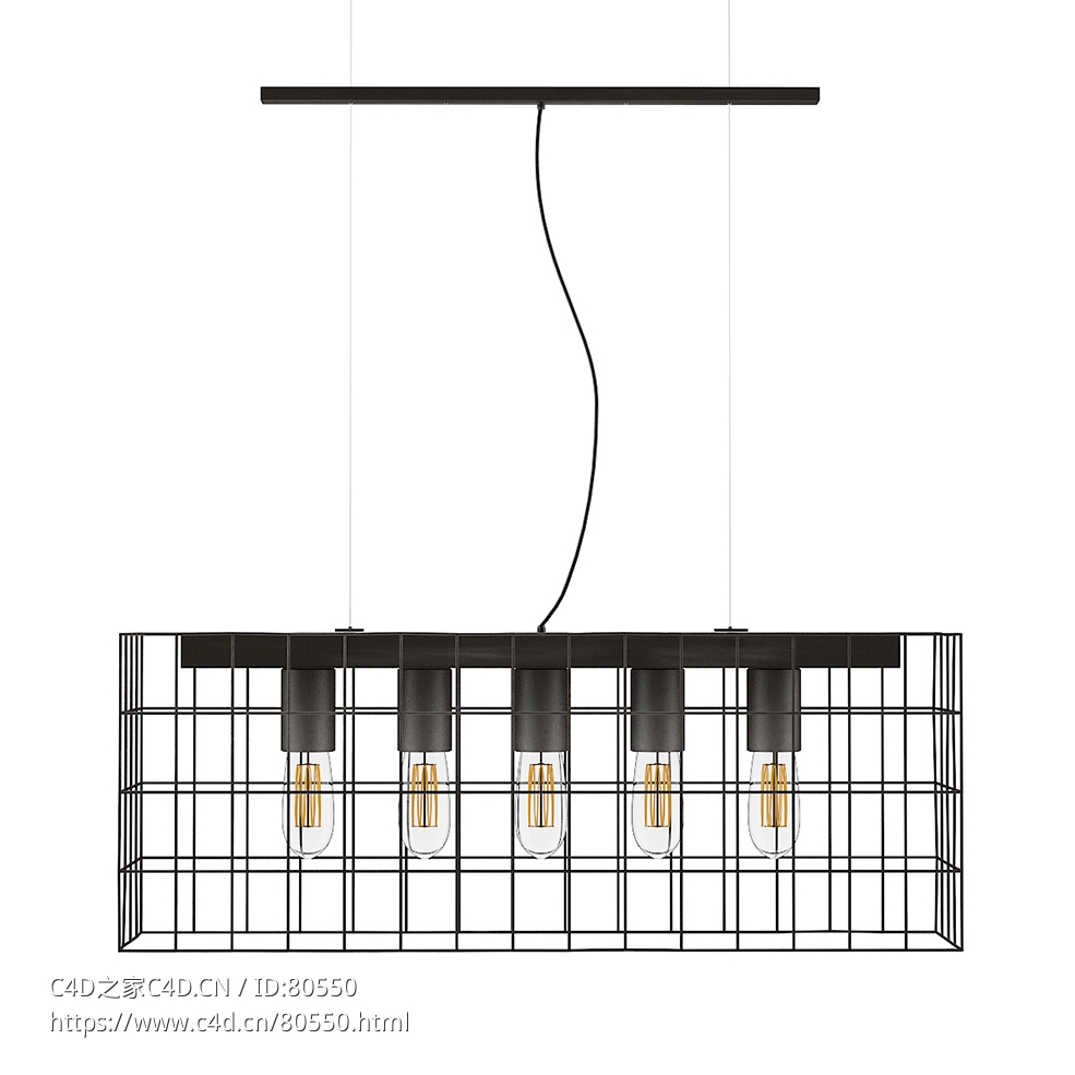 5头北欧风格铁网排灯吊灯c4d模型下载