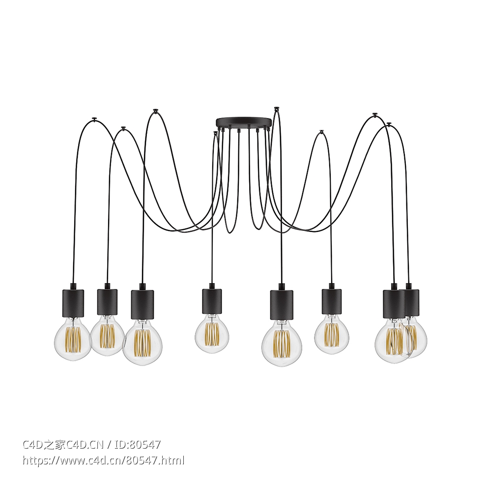8头M形餐厅吊灯c4d模型下载